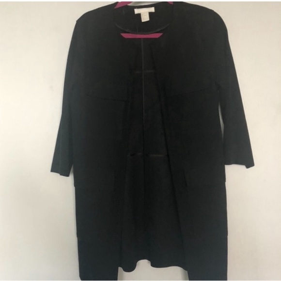 3/4 Suede Black Overcoat Excellent Condition 4 - Picture 2 of 5